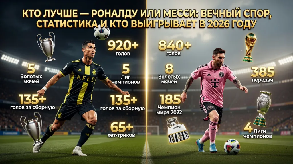 Кто лучше Роналду или Месси: вечный спор, статистика и кто выигрывает в 2026 году