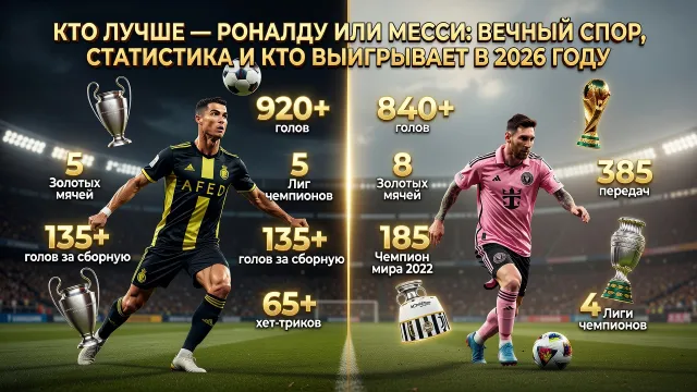 Кто лучше Роналду или Месси: вечный спор, статистика и кто выигрывает в 2026 году